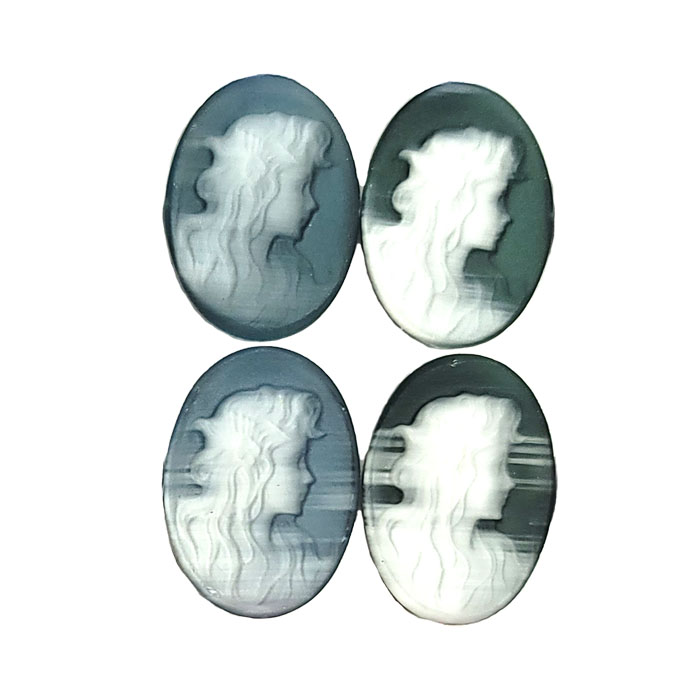 13X18MM WOMAN CAMEO CAT'S EYE BLACK